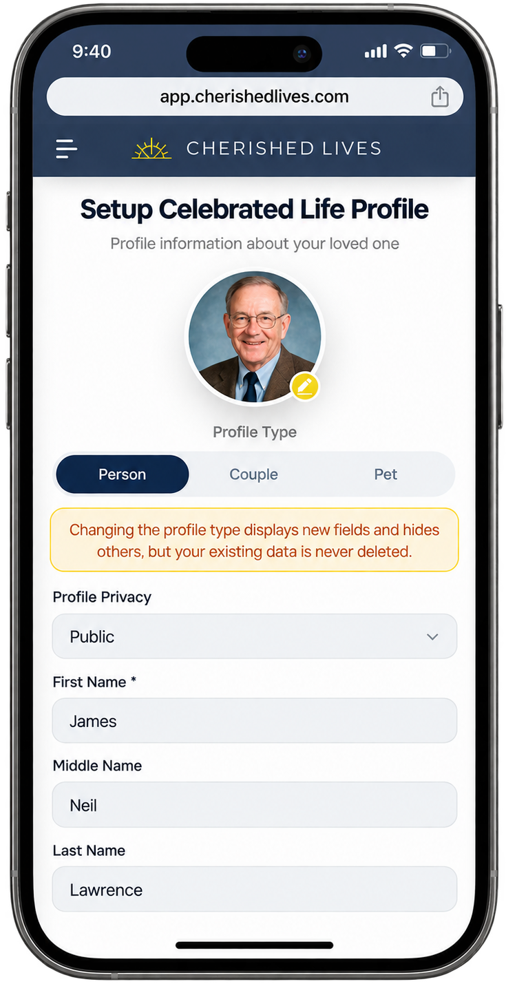 Create Their Unique Memorial Page