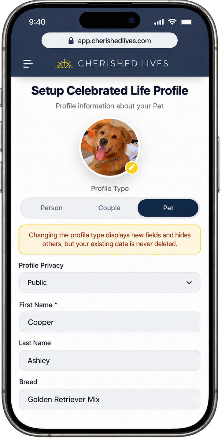 Create Their Unique Memorial Page